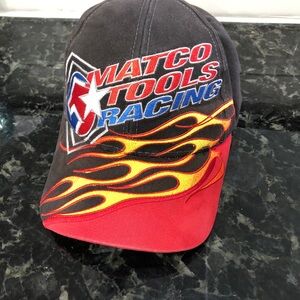 Matco Tools Racing Flame Design Sports Service Distressed Black Red Nascar Cap